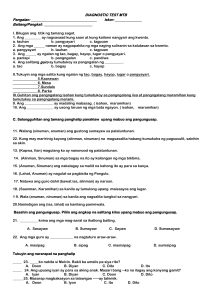 Filipino Diagnostic Test for Elementary School