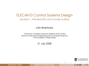 Control Systems Design: ELEC4410 Lecture 1