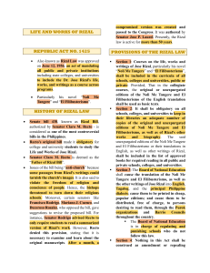 Rizal Law & Life of Rizal: Republic Act 1425