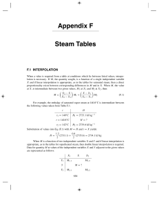 Steam Tables & Interpolation Methods