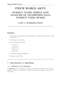 DAA Algorithms: Introduction, Analysis, Complexity