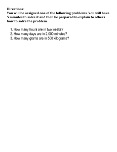 Unit Conversion Math Problems Worksheet