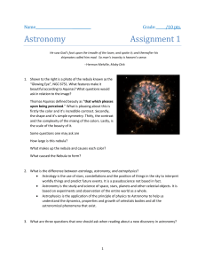 Astronomy Assignment 1: Nebulae, Stars, and Space