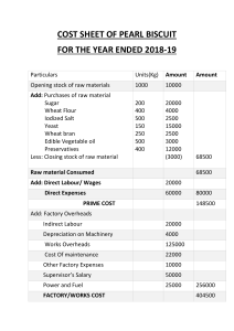 Pearl Biscuit Cost Sheet 2018-19