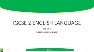 IGCSE English: Diaries & Journals Guide