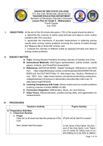 Grade 6 Math Lesson Plan: Volume of Cylinders & Cones