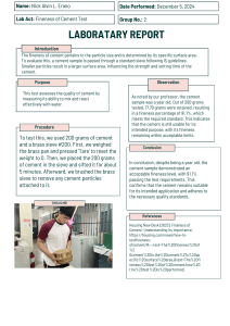 Fineness of Cement Test Lab Report