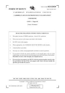 CAPE Chemistry Unit 1 Paper 02 Exam