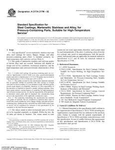 Steel Castings Spec A217/A217M: High-Temp Pressure Parts