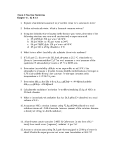 Chemistry Exam Practice Problems: Solutions, Thermo, Equilibrium