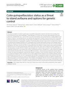 Culex quinquefasciatus Threat to Island Birds & Genetic Control