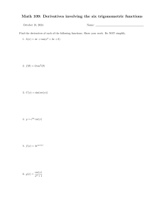 Trigonometric Derivatives Worksheet