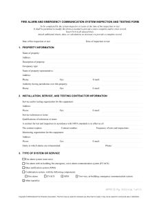 Fire Alarm System Inspection & Testing Form