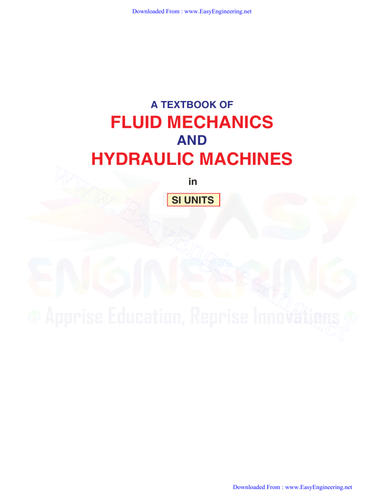 Fluid Mechanics & Hydraulic Machines Textbook