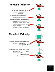 Terminal Velocity Worksheet: Skydiver Example