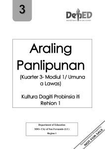 Region 1 Culture: Araling Panlipunan Module