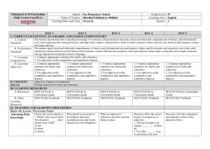 Grade 4 English: Adjectives & Sentence Clarity - Daily Lesson Log