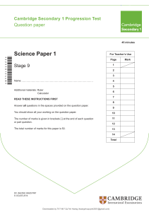 Stage 9 Science Paper 1: Exam Questions & Answers