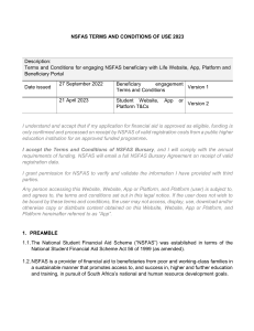 NSFAS Terms and Conditions of Use 2023