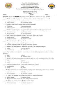 TLE 7 Exam: Hospitality & Tourism, Food Safety