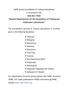 NABL Accreditation for Testing Laboratories