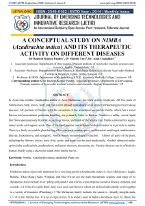 Nimba (Azadirachta indica): Ayurvedic Therapeutic Study