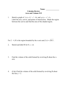 Calculus Review: Area and Volume Worksheet