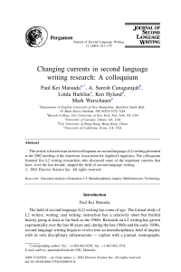 L2 Writing Research: Changing Currents & Future Directions