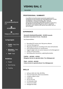 Vishnu Bal C - Accountant Resume