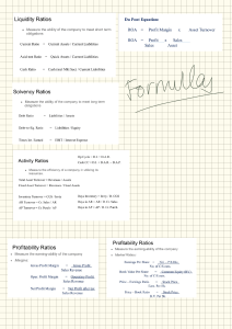 Financial Ratio Formulas Cheat Sheet