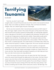 Terrifying Tsunamis: Reading Comprehension Worksheet