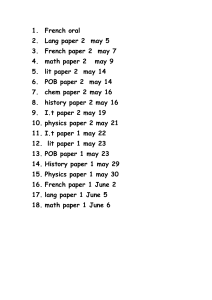 Exam Schedule: May/June - French, Math, Lit, Physics & More