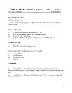 Insurance Notes: Form 5 - Principles & Policy Types