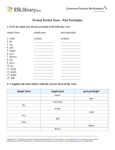 Present Perfect Tense Grammar Practice Worksheet