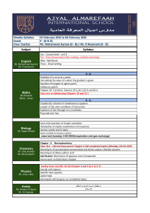 Grade 9 Weekly Syllabus - Feb 2025