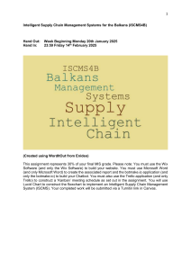 ISCMS4B Assignment: Intelligent Supply Chain Management in Balkans