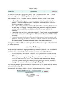 Target Costing & Cost-Plus Pricing: Managerial Accounting