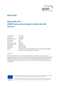 GÉANT Community Strategy for Above-the-Net Services