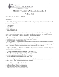 Economics Problem Set: Hypothesis Testing & Confidence Intervals