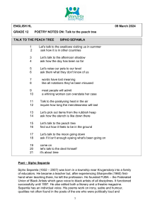 Talk to the Peach Tree: Poetry Analysis & Notes