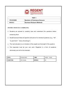 Business Research Methods Test: Mickey's Family Playground