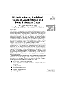 Niche Marketing Revisited: Concept, Applications, Cases