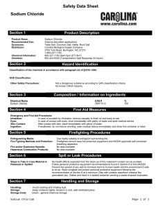 Sodium Chloride Safety Data Sheet | Science Education