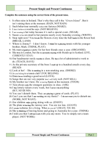 Present Simple & Continuous Tense Worksheet