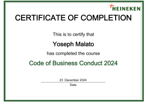 Code of Business Conduct 2024 Completion Certificate