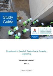 EBN111 Electricity & Electronics Study Guide - UP