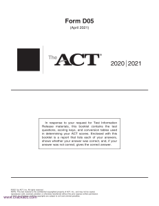 ACT Test Information Release - Form D05