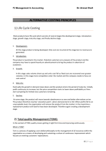 Life Cycle Costing & TQM: Management Accounting Principles