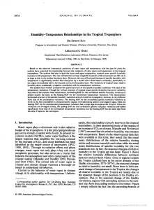 Humidity-Temperature in Tropical Troposphere: Climate Study