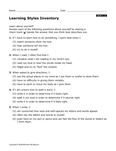 Learning Styles Inventory: Discover Your Learning Style